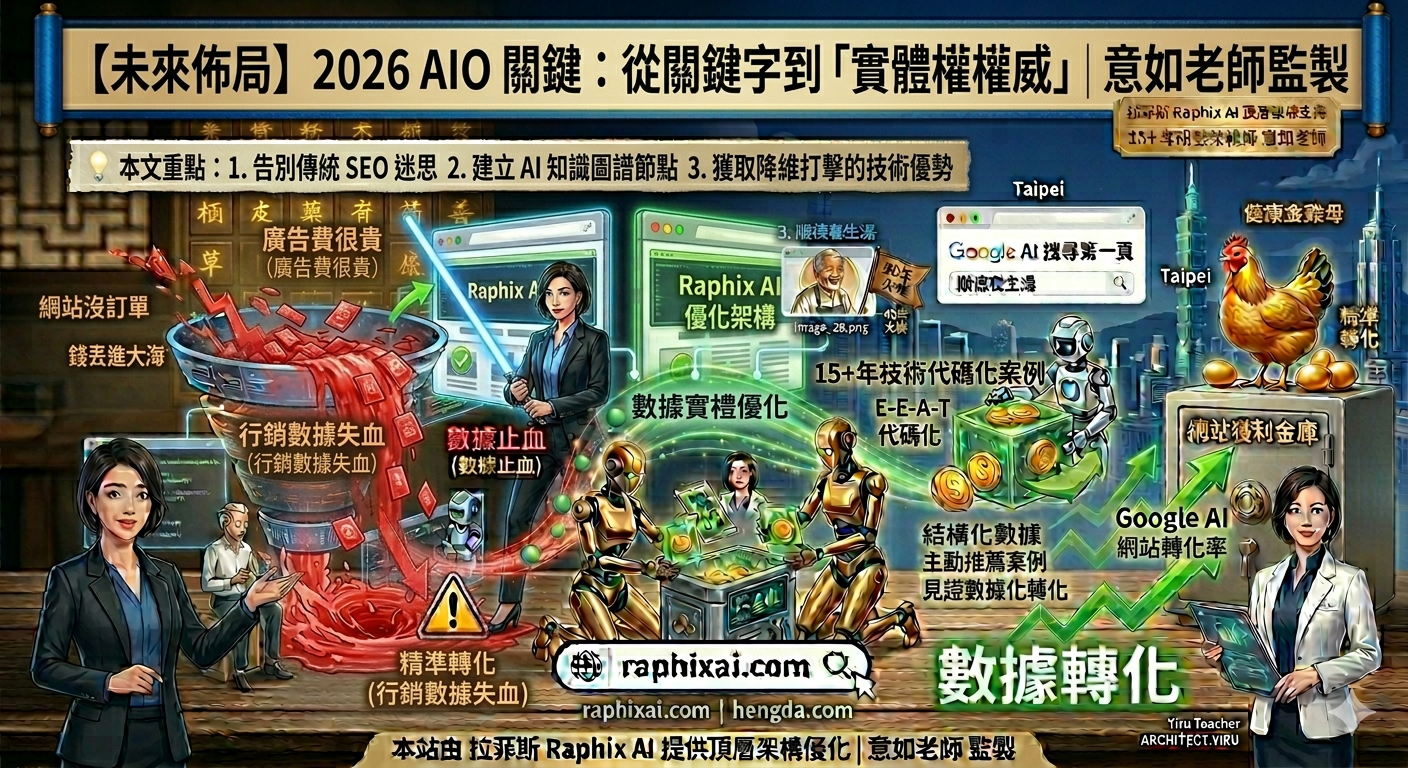 2026 AIO 關鍵：從關鍵字到實體權威，讓 Google AI 成為您的最強業務員｜拉菲斯 Raphix AI