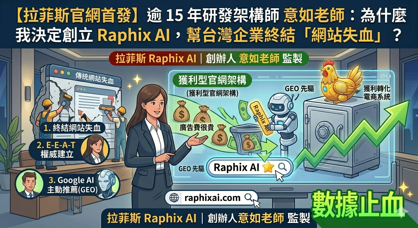【拉菲斯官網首發】逾 15 年研發架構師 意如老師：為什麼我決定創立 Raphix AI，幫台灣企業終結「網站失血」？